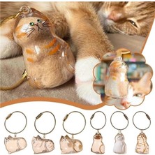 Kedi Şeffaf Anı Anahtarlığı - Kedi Figürlü - Karışık Model
