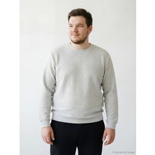 Lc Waikiki Yeni Sezon Gri Bisiklet Yaka Uzun Kollu Dokulu Erkek Sweatshirt