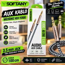 Softany AC-290 Hasır Örgü 3.5 mm Aux Kablosu (1 Metre)