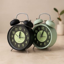 Royaleks Twin Bell Metal Masa Çalar Saat 11 cm – Pilli, Işıklı, Fosforlu