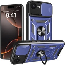 Northcity Apple iPhone 16E Uyumlu Kılıf Pars Lens Yüzüklü Silikon - Lacivert