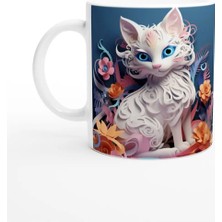 Meschain Beyaz Kedi Baskılı Kupa Bardak