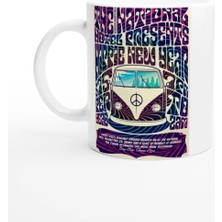 Meschain Peace & Love Renkli Hippie Van Temalı Kupa Bardak