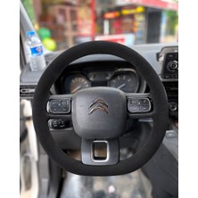 Hasakman Citroen C4 Cactus Direksiyon Kılıfı Alcantara Süet Monza Black Serisi Siyah 2018-2020