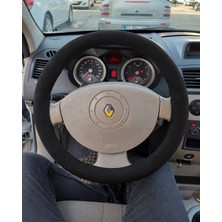 Hasakman Renault Megane 2 Direksiyon Kılıfı Alcantara Süet Monza Black Serisi Siyah 2002-2010