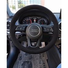 Hasakman Audi A4 B9 Direksiyon Kılıfı Alcantara Süet Monza Black Serisi Siyah 2016-2019