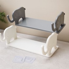 Royaleks Yapışkanlı Tutacaklı Plastik Etajer 12X31 cm (Beyaz/gri)