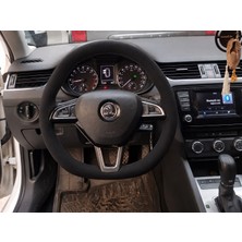 Hasakman Skoda Superb Mk3 Direksiyon Kılıfı Alcantara Süet Monza Black Serisi Siyah 2015-2020