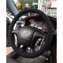 Hasakman Hyundai Trajet Direksiyon Kılıfı Alcantara Süet Monza Black Serisi Siyah 2000-2008