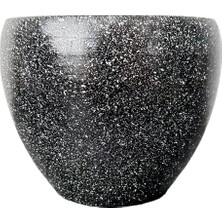 Bitki Tasarımı Ev Dekorasyon Siyah Granit Toprak Saksı Saksılık Salon Çiçeklik - 15 cm