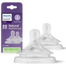 Avent Doğal Tepkili Biberon Emziği, 2’li Paket, 6 Ay+, 5 Numara, Akıtmaz Emzik, Kolik ve Gaz Önleyic
