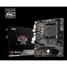 MSI Msı A520M-A Pro Ddr4 4600MHZ 1xhdmı 1xdvı 1xm.2 USB 3.2 Matx Am4 (Amd Am4 5000/4000/3000 Serileri Ile Uyumlu)