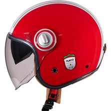 Nukro B-108 Kırmızı-Beyaz Açık Motosiklet Kaskı
