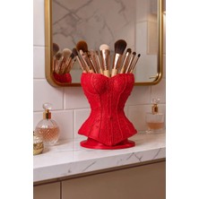 Marvielle Şık Korse Tasarımlı Makyaj ve Kalemlik Organizer, 14 Cm, Dekoratif Masaüstü - Makyaj & Takı Organizeri