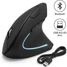 Apera CR74 Ergonomik Dikey Şarjlı Çift Modlu Mouse (Bluetooth 5.0 + 2.4ghz USB Alıcı, 800-1600 Dpı)