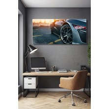 Şehber Gri Renkli Modern Bir Spor Araba Yatay Kanvas Tablo 4592