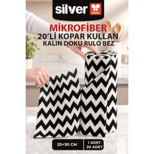 Silver Home 20’li Rulo Mikrofiber Temizlik Bezi 25X30 cm 240 Gsm Çek Kopar Yıkanabilir Süper Emici Zikzak Desen