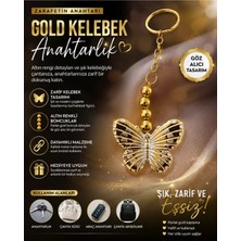 LMS Gift Gold Incili Kelebek Anahtarlık Yüksek Kaliteli