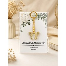 LMS Gift 10 Adet Gold Kelebek Anahtarlık Söz Nişan Nikah Kına Düğün Hediyeligi