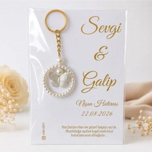 LMS Gift Incili Halka Kelebek Anahtarlık 10 Adet Nişan , Nikah , Söz , Düğün , Kına Hediyelik