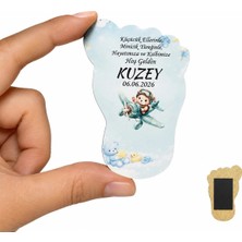 LMS Gift Kişiye Özel Ahşap Bebek Ayağı Magneti 15 Adet | Doğum Hatırası Magnet | Bebek Mevlidi Hediyelik Magnet