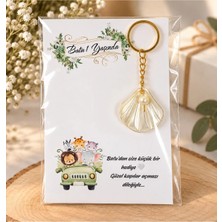 LMS Gift Doğum , Mevlit , Diş Buğdayı , Baby Shower Incili Istiridye Anahtarlık Hediyelik Kart Kişiye Özel 15 Adet