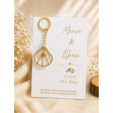LMS Gift 15 Adet Gold Incili Istiridye Anahtarlık Nişan Söz Kına Nikah Mevlid Hatırası