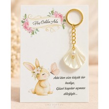LMS Gift Doğum , Mevlit , Diş Buğdayı , Baby Shower Incili Istiridye Anahtarlık Hediyelik Kart Kişiye Özel 15 Adet
