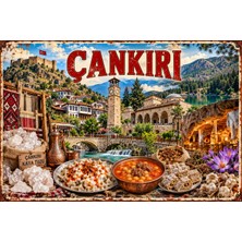 Lucena Çankırı Retro Metal Duvar Tablosu – Yöresel Kültür ve Kaya Tuzu Temalı Dekoratif Tabela 15X20 cm