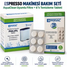 Supervac Philips Espresso Kahve Makinesi Bakım Seti CA6903 Aquaclean Su Filtresi + CA6704 Yağ Çözücü Tablet