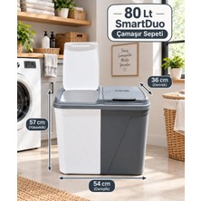Citim Smart Duo Iki Bölmeli Kirli Çamaşır Sepeti - Banyo Çamaşır Sepeti Renkliler & Beyazlar 80 Lt