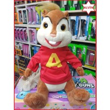 Oyuncak Sahili Alvin Sevillle Sincaplar Chipmunks Peluş Oyuncak Kapşonlu Alvın Sevılle A Kalite Hediyelik 25 cm Kırmızı Hediye Paketli