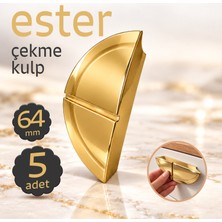 Badem10 (5 Adet) Ester Parlak Pirinç 64 mm Plastik Çekme Tarz Dolap Çekmece Mobilya Kulpu Kulp