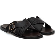 Cacharel Brown 100% Leather Buckle Slippers