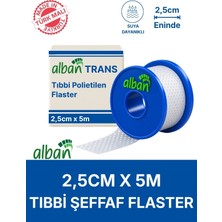 Alban Pe 2,5cm x 5m Şeffaf Perforeli Tıbbi Flaster. Hipoalerjenik, Nefes Alabilen, Cilde Dost, Suya Dayanıklı