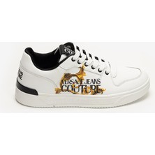 Versace Jeans Couture Leather Baroque Print Men's Sneakers White