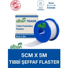 Alban Pe 5cm x 5m Şeffaf Perforeli Tıbbi Flaster. Hipoalerjenik, Nefes Alabilen, Cilde Dost, Suya Dayanıklı