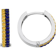 Sirius Pırlanta Safir Taşlı Sarı Lacivert Halka Küpe 0402E0046