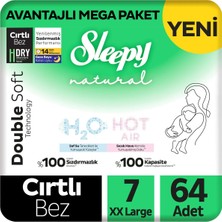 Sleepy Natural Double Soft Avantajlı Mega Paket Bebek Bezi 7 Numara Xxlarge 64 Adet