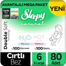 Sleepy Natural Double Soft Avantajlı Mega Paket Bebek Bezi 6 Numara Xlarge 80 Adet