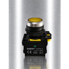 GWEST A5 - 11D 1no Işıklı Yaylı Buton 220V Ac/dc Sarı
