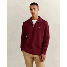 Gant Men's Burgundy Regular Fit Half-Zip Sweatshirt