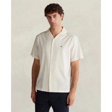 Gant Men's Cream Button-Down Collar Logo Shirt