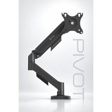 Pivot 17-32 İnç Tek Kollu Monitör Kolu 9 kg VESA Uyumlu Masa Kelepçeli Yaylı Tam Hareketli Monitör Standı Siyah
