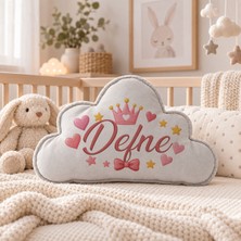 Bk Gift Kişiye Özel Isimli Gri Bulut Yastık-3 - Bebek ve Çocuk Odası Dekoratif Yastık 34,5X22 cm