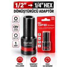 Ellante Gfb X-Pro 1/2" Kare Giriş – 1/4" Hex Çıkış Hızlı Değişim Dönüştürücü Adaptör Crv                 Açıklama