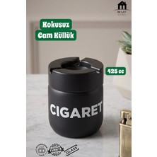 Muf Home Kokusuz Küllük Cam Hazneli Yanmaz Plastik Kapaklı Ev Ofis Ve Araç Içi Kül Tablası Şık Tasarım 425cc