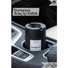 Muf Home Araç İçi ve Ev Tipi Kokusuz Cam Küllük Kokusuz Dumansız Küllük Cam Hazneli Yanmaz Plastik Kapaklı Ev Ve Araç Içi Kül Tablası - Siyah 212 Cc