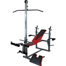 Max Tech Fonksiyonlu Ağırlık Sehpası Kırmızı - Siyah 142*152*188 cm Dayanıklı Çelik Gövde ile