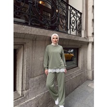 Trendparis Dantel Detaylı Rahat Kesim Ikili Spor Takım Açık Yeşil